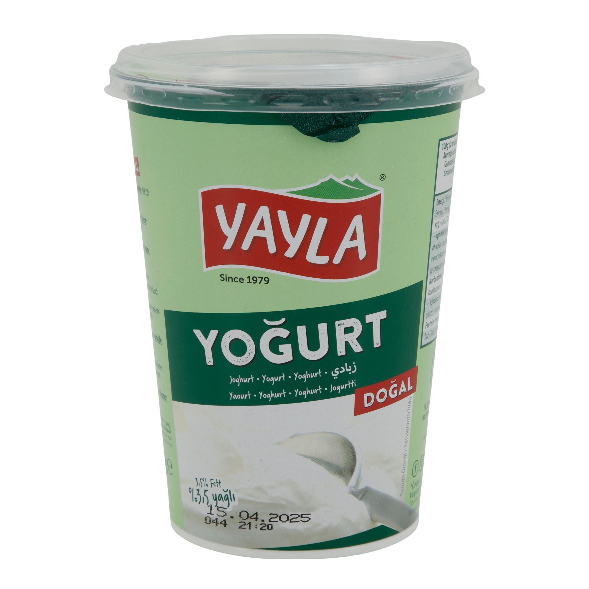 Joghurt Yayla Naturjoghurt | Joghurt | Cremig mit 3,5 % Fett | 500 g YAYLA